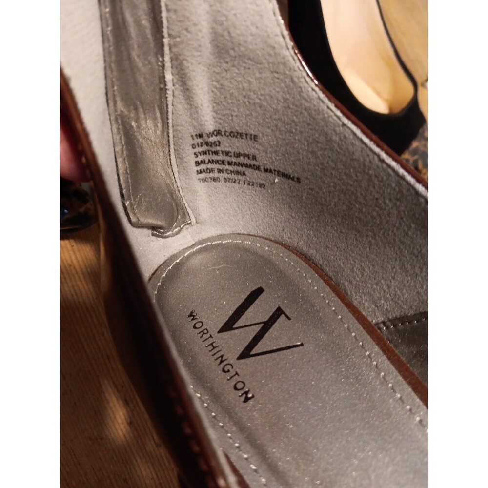 Worthington Cozette Women's 11 M Brown Patent Pointed Toe Ballet Flats Chain Zip - Picture 9 of 9